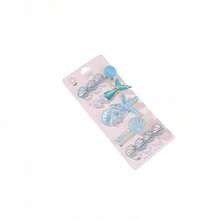 5 Pieces Ocean Style Sweet Shell Starfish Hair Clips Cute Mermaid Duckbill Clips Fashion Hair Accessories New Style - Bộ 5 món Nàng Tiên Cá Xanh - Xem 5