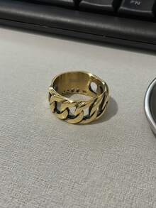 1pc Stainless Steel Unique Chain Design Niche Punk Style Durable Hypoallergenic Waterproof Fade-Resistant Everyday Wear Men's Ring - Chain Men's Ring - View 4