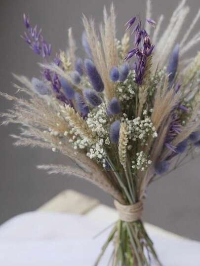 1 Bunch Of 17-Inch Artificial Pampas Grass Bouquet - Home Wedding Vase Decor, For Farmhouse Party Tabletop Decoration, Halloween, Thanksgiving, Fall Center Piece, Holiday Celebration, Realistic Texture, Boho Chic Dried Flowers