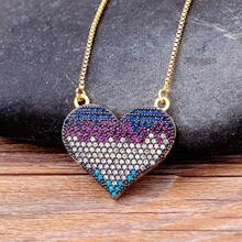Light Luxury Bohemia Style Heart Pendant Necklace For Women Female Pave Shiny Crystal Zirconia Cute Love Charms Jewelry Fine Gifts - Gold - View 1