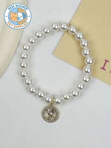 1 Piece Sweet Princess Flower Pet Necklace, Zirconia Pendant Handmade Beaded Collar, Cat And Dog Jewelry Princess Style Pet Collar, Zirconia Flower Pet Necklace, Sparkling Pet Accessories, Handmade Beaded Cat Collar - Multicolor - View 13