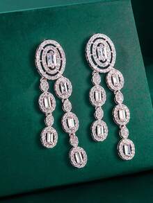 1对Tylionnejewelry奢华女士耳环，优雅珠宝礼品，适合约会、婚礼、派对、周年纪念日等场合。 - 銀色 - 查看 4