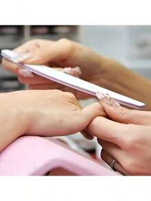 10pcs Crescent-Shaped 100/180 Grit Wooden Nail File Double-Sided Sandpaper Board, Washable & Reusable Nail Buffer Block, Nail Care Tool For Natural Nails, Home & Salon Use - White - View 9