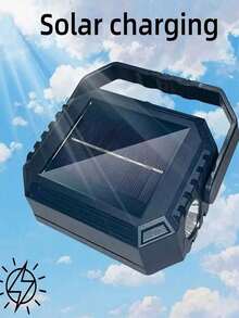 1/2pcs Multi-Function Solar Camping Light, 96 LED Portable Lamp With Side Spotlight, 4 Lighting Modes, 2 X 1200mAh Rechargeable Li-Ion Batteries For All-Night Illumination, Digital Display, USB Or Solar Charging, Suitable For Outdoor, Camping, Emergency, Exploration, Hiking - Dark Green - View 9