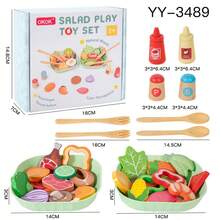 Wooden Realistic Vegetable Salad Pretend Play Kitchen Toys, Children Role Play Imitate Little Chef Cooking Simulation - Multicolor - View 15