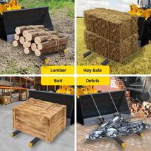 Horquillas para paletas de alta resistencia de 43" con abrazadera para cucharón de tractor cargador – Capacidad de 2000 lb – Sin biela – Barra estabilizadora ajustable – Accesorio de dirección deslizante de enganche rápido - A - Ver 6