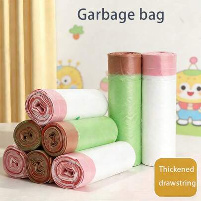 1卷/3卷装垃圾袋，防漏，易系带，多用途，适用于客厅、卧室、浴室、厨房和办公室，家庭垃圾管理，方便收纳，易于携带。