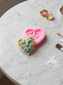 1pc/2pcs Heart-Shaped Chocolate Cookie Mold, Peace Design Silicone Mold, Perfect For Coating With Chocolate Oreos, Cakes, Candies, Puddings And Mini Soaps - Pink - View 9