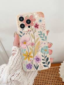 1pc Floral & Leaf Pattern Camera Lens Soft White Phone Case Compatible With Apple 17, 17 Air, 17 Pro, 17 Pro Max, 16 Pro Max, 16E, 14/13, 12, 11 Pro Max, XS Max, X, XR, 8, 7, 6S, Plus, Mini, And Galaxy A13 5G, S21 FE 5G, A15, A21S, A34, A12, S21, S25, Suitable As Birthday Gift, For Girlfriend, Boyfriend Or Personal Use, Anti-Drop - Multicolor - View 7