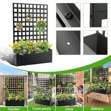 Maceta grande de metal galvanizado con rejilla de privacidad - Maceta para exteriores, agujeros de drenaje para plantas trepadoras, verduras y enredaderas, jardinería en patios - Negro - Ver 8