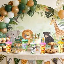 8pcs Reusable Jungle Animal Party Cups With 8pcs Straws, Candy Cups For Juice, Milkshake And Desserts, Perfect Gift For Birthday Celebration And Jungle Party (Random Straws) - Multicolor - View 4