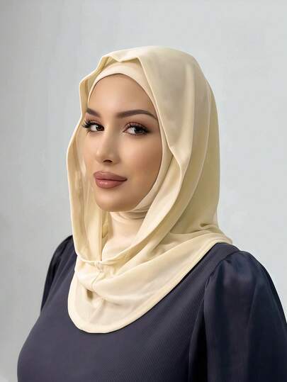 1pc Women's Solid Color Balaclava Ski Mask Neck Warmer Elastic Headband Turban, Breathable Comfortable Stretchy Wide Brim Sweat-Absorbent Multifunctional Sports Headwear, Minimalist Fashion Scarf, Hood And Matching Headband In One