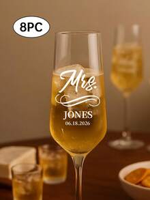 1/4/8 miếng dán nhãn pha lê tùy chỉnh cho đám cưới, in chữ theo yêu cầu, nhãn dán pha lê cho ly sâm panh trong đám cưới và tiệc tùng, quà tặng đám cưới cho cô dâu và chú rể. - A - Xem 26