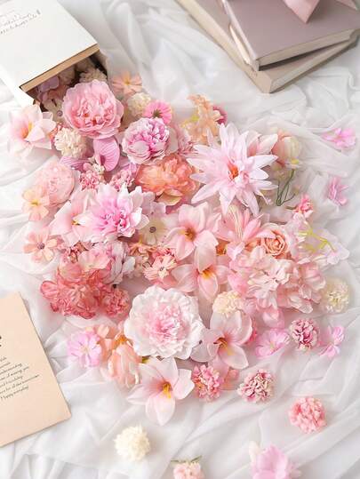 20支/50支粉色人造花装饰套装，适用于家居派对装饰、婚礼场地装饰、花环DIY、情人节装饰、礼品、庆祝活动、毕业礼物