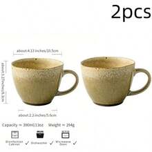 2 cốc sứ nung, cốc sứ tráng men, dung tích 390ml dùng để pha cà phê nhỏ giọt thủ công. - Màu Mù tạt vàng - Xem 7