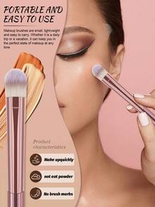 18PCS Pro-Grade Makeup Brush & Puff Set: 15PCS Dense Blending Brushes + 2PCS Multi-Shaped Sponges + 1pc Precision Circular Puff – Perfect For Daily Makeup & Touch-Ups - Pink - View 6