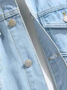 Áo khoác denim nam màu xanh nhạt bạc màu, kiểu dáng thời trang thường ngày. - Rửa nhẹ - Xem 6