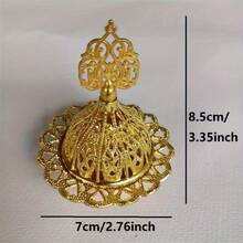 1 Set Vintage Arabic Style Metal Incense Burner, Retro Gold Incense Holder, Backflow Incense Burner Decor, Ash Tray, Desktop Miniature Ornament, Home Decor, Room Decor, Tabletop Decor, Creative Home Fragrance Gift - Big Round Head - View 11