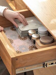 1 Roll 30x150cm EVA Shelf Liner, Waterproof Drawer Mat, Non-Slip Moisture-Proof Cabinet Pad, Reusable Fridge Liners,Easy To Clean Cupboard Placemat For Shoes Rack, Dining Table & Drawers - Multicolor - View 5