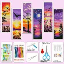 6 buc. kituri de goblen DIY - tema peisajului apusului, goblen imprimat 11CT cu ață, foarfece, ace, unelte incluse, meșteșuguri lucrate manual pentru începători, cadou de decor pentru casă, ameliorarea stresului - multicolor - Vizualizare 5