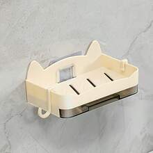 2个猫形皂碟，壁挂式双层沥水皂架，适用于家庭浴室 - 貓咪肥皂盒 - 查看 6