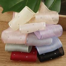 Beaded Chiffon Ribbon Bow DIY Hair Accessory Material For Clothing, Shoes, Hats, Wedding Decoration - Multicolor - View 3