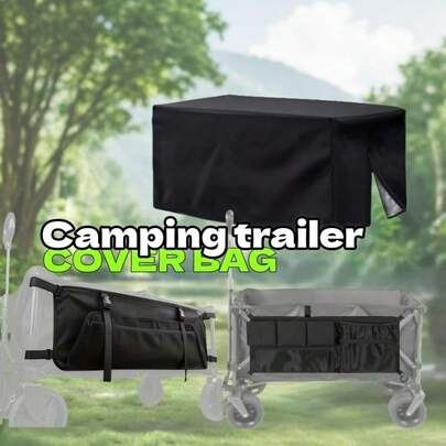 露营推车系列保护罩及收纳袋，防水推车罩，可折叠保护罩，环绕式保护罩，保护罩，推车保护罩，购物车侧袋，露营推车侧袋，花园推车侧袋，可折叠推车侧袋，露营推车收纳袋，黑色。有效防止磨损和腐蚀，抗撕裂，延长在复杂户外环境下的使用寿命。织物材质。（不含推车；仅含收纳袋）