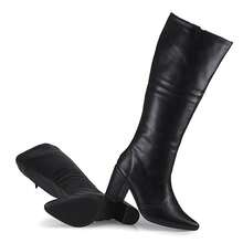 Women's Riding Boot, High Shaft, Square Heel, Comfortable Fashion 206 - Black - View 6