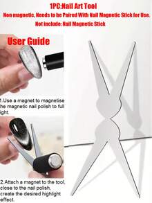 2/1pc New French Cat Eye Magnet, Strong Magnetic Y-Shaped Iron Plate, Suitable For Cat Eye Nail Polish Gel - 3D Double-Ended French Cat Eye Nail Magnet, XY-Shaped French Cat Eye Nail Magnet, 2-In-1 Magnetic Rod Nail Gel Polish Manicure Accessories Tool Set, Cat Eye Magnet Auxiliary Tool, Precise Nail UV Magnetic Rod Nail Art Tool, Suitable For Home DIY Nail Salon - Multicolor - View 14