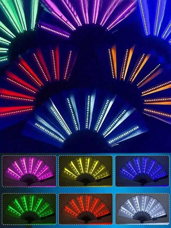 Creative LED Lighting Fan, Multicolor Illusion, Cool Atmosphere Prop Lighting Fan, Suitable For Festivals, Gatherings, Birthdays, Parties, Bars, Raves, Electronic Music Festivals, Party Props, Atmosphere Lighting Stage Props