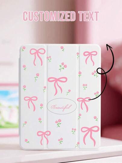 1 pieza Funda personalizada para tableta con texto de flor de mariposa, compatible con iPad 10th/11th/10.2/10.5/Air4/Air5/10.9/Pro11/Air 11-In.(M2)-2024/Pro 11-In.(M4)-2024/ Air 11-Inch (M3) 2025/ (A16) 11 Inch 11th Generation 2025 Mini6/Mini7/Air1/Air2/9.7/Tab A8 10.5 Inch 2022, diseño minimalista/elegante/creativo/personalizado, ligera diferencia de color, la ranura para el lápiz no puede cargar directamente