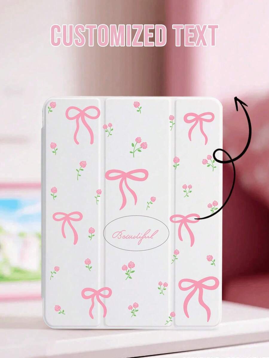 1pc Customized Butterfly Flower Text Tablet Case, Compatible With Ipad 10th/11th/10.2/10.5/Air4/Air5/10.9/Pro11/Air 11-In.(M2)-2024/Pro 11-In.(M4)-2024/ Air 11-Inch (M3) 2025/ (A16) 11 Inch 11th Generation 2025 Mini6/Mini7/Air1/Air2/9.7/Tab A8 10.5 Inch 2022, Minimalist/Elegant/Creative/Personalized Design, Slight Color Difference, Pen Slot Cannot Charge Directly - Multicolor - View 1