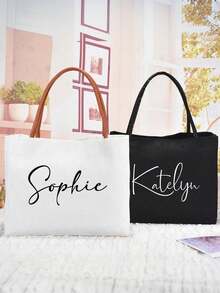 Personalized Bridesmaid Tote Bag, Customized Bridesmaid Beach Tote Bag, Bride Bag, Canvas Tote Bag With Name, Beach Tote Bag Gift, Bridesmaid Gift Bag With Name, Bridesmaid Beach Tote Bag - Multicolor - View 10