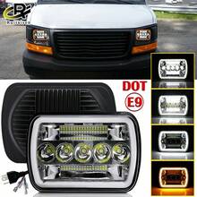 7x6 Inch 5x7 Inch LED Car Headlight, High/Low Beam, Rectangular Headlamp With White Daytime Running Light And Yellow Turn Signal, Auto Parts - 1pcs - View 4