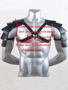 中世纪维京骑士PU皮革可调节X型胸甲，LARP万圣节肩甲，派对角色扮演肩甲 - 黑色 - 查看 2