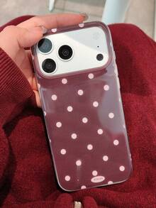 简约可爱黑白波点手机壳，兼容 17 Pro Max、16、15、14 Plus、13、12、11、14、15、16 Pro Max，带保护后盖 - 棕色底波點 - 查看 2