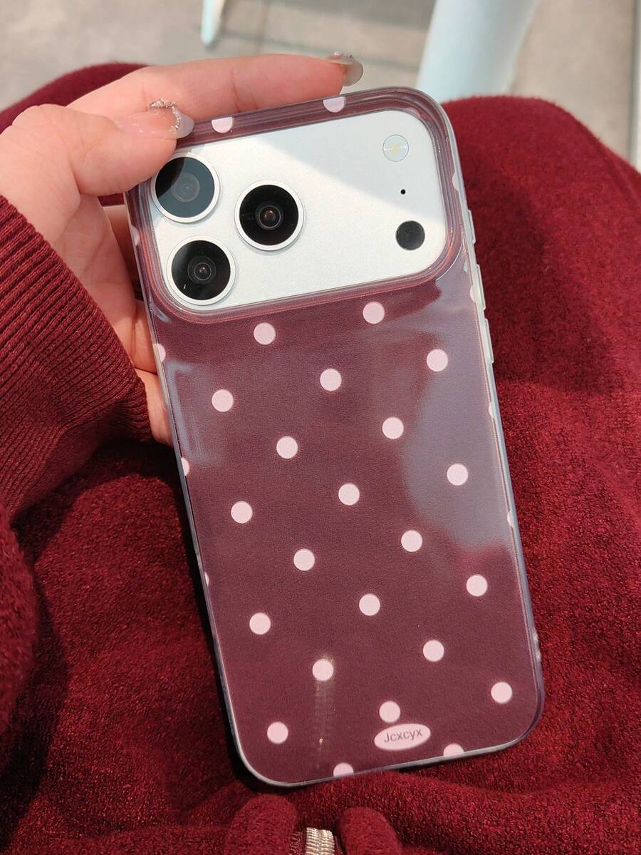 简约可爱黑白波点手机壳，兼容 17 Pro Max、16、15、14 Plus、13、12、11、14、15、16 Pro Max，带保护后盖