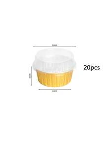 20pcs 2-Inch Mini Basque Mold With Lid, Cheesecake Baking Tray, Caramel Pudding, Heat-Resistant Tin Foil Packaging Box - Gold - View 8