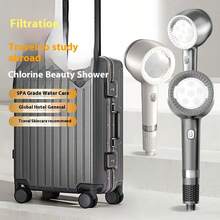 Q05 高压水过滤淋浴喷头，食品级硅胶按摩系统，3 种模式（水疗/普通/高压），壁挂式设计，耐用 PP 材质，1 年质保，手持式浴室淋浴喷头套装，雨淋式淋浴龙头 - 銀色 - 查看 4