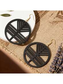 8 Paar/Set Vintage Statement Schmuck, leichte schwarze/afrikanische Holzohrringe im Boho-Stil, passend für Festivals, Partys, Weihnachten, Modeschmuck für Frauen, für alle Jahreszeiten - Schwarz - Übersicht 10