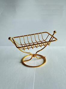 1个金色/银色/黑色铁质高皂碟，中空沥水豪华皂架，浴室梳妆台收纳架 - 多色 - 查看 15