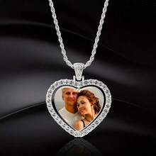 A Special Photo Pendant Necklace, Personalized Picture Chain, Made Of Zinc Alloy Material, With A Golden Tone, Unique Gifts For Parents, Spouses, Boyfriends, And Girlfriends, Father's Day Gifts - 彩色 - 查看 7