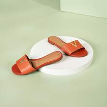Vizzano Slide Sandal With Textured Strap And Metallic Logo Detail - Brick Lezard - View 2