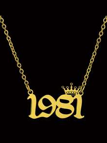 1pc Customized Stainless Steel Necklace, Elegant & Fashionable Polished, Birth Year Number Necklace, Unique Date Birthday Crown Pendant Necklace Gift, Multifunctional Casual Collarbone Chain, Holiday Gift - Multicolor - View 7