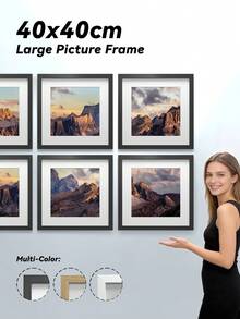 A4/A3/A5/40x40cm/30x40cm/30x30cm 大尺寸相框，适用于墙面/钻石画，哑光黑/哑光白/橡木纹，多色拼贴画廊相框，适用于9格照片墙，采用工程板和亚克力玻璃制成，带边角保护，增强保护性能。 - 彩色 - 查看 2