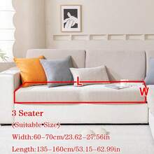 1pc Chenille Fabric Elastic Jacquard Waterproof Sofa Seat Cushion Cover, Non-Slip, Simple & Elegant, Soft & Skin-Friendly, Pet & Dust Proof, Suitable For L-Shaped Sofa 1/2/3/4 Seat Cushion Cover, All Season - Khaki - View 10