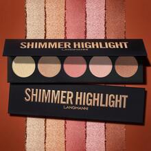LANGMANNI 5 Colors Highlighter Powder Palette Facial Bronzers Illuminator Palette Highlighter Long Lasting - 5 màu - Xem 9