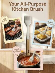 This White Silicone Brush Is Made Of Heat-Resistant Fine Silicone Bristles, Suitable For Brushing Oil, Spreading Sauces, Etc. The Bristles Are Soft And Won't Shed Easily. The Wooden Handle Is Comfortable To Grip And Doesn't Feel Hot. The Brush Handle Has A Hanging Hole For Convenient Storage, Making It A Practical Tool For Baking And Grilling. - Multicolor - View 10