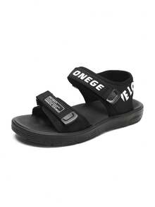 1双男士简约运动风凉鞋，新款轻便透气时尚鞋，夏季防滑驾驶休闲凉鞋 - 黑色 - 查看 9