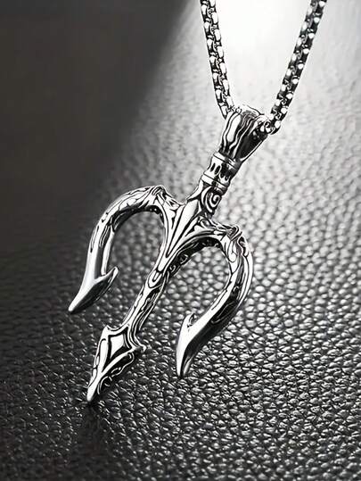 1PC New Fashion Retro Neptune Trident Pendant Sailor Harpoon Necklace, Amulet Jewelry Gift For Men And Women